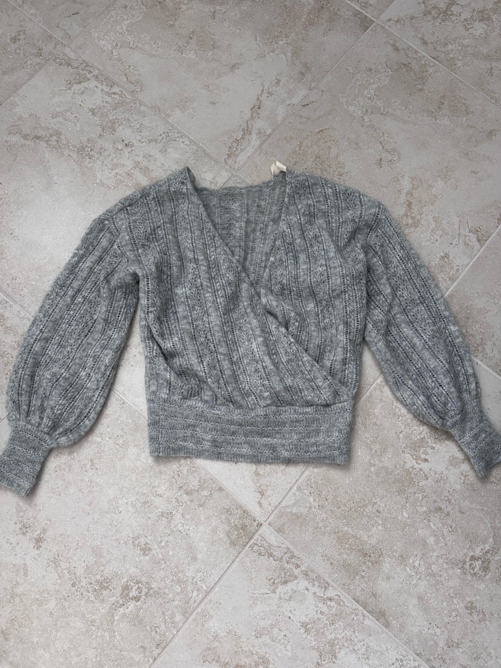 Sezane Gray Wrap Sweater